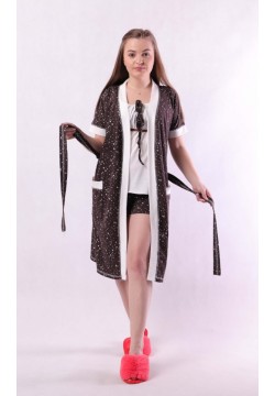 Комплект для беременных и кормления (халат+топ+шорты) 42-54 Tiana Style 1685 - коричневый