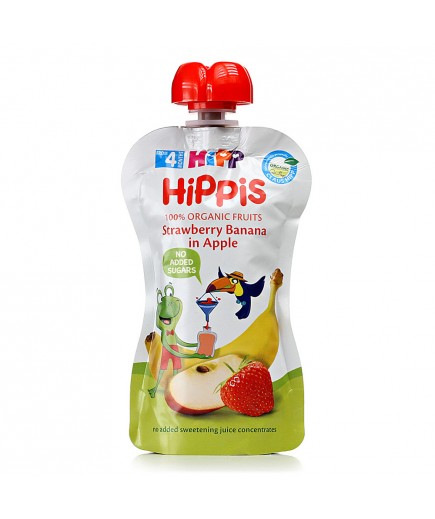 Пюре полуниця, банан в яблучному пюре HIPP 100г 8521-02 Пюре полуниця, банан в яблучному пюре HIPP 100г 8521-02