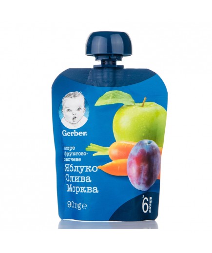 Пюре яблуко, слива, морква Gerber 90г 12357934