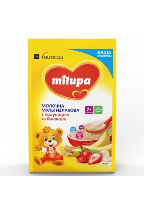 Каша молочная мультизлаковая с клубникой и бананом Milupa 210г 182836