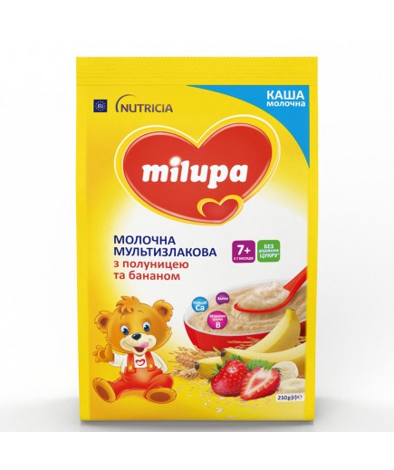 Каша молочна мультизлакова з полуницею та бананом Milupa 210г 182836