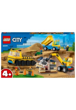 Конструктор LEGO City Будівельна вантажівка й кулястий кран-таран 235дет 60391