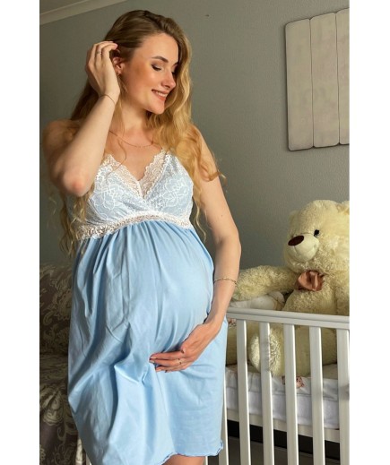 Нiчна сорочка для вагітних та годування S-XL Dianora 2066 1227 -блакитний
