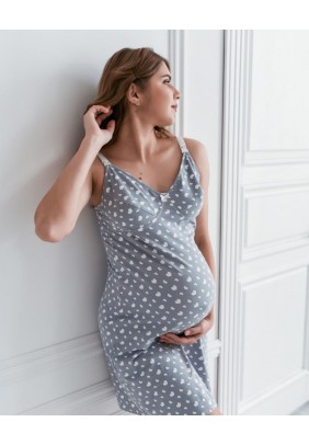 Ночная рубашка для беременных и кормления XS-XL Мамин Дом BABY 24124-Серый