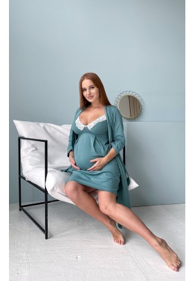 Халат для беременных и кормления XS-XL Мамин Дом Rosemary 25310-Морская волна
