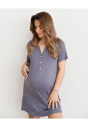 Ночная рубашка для беременных и кормления S-L Мамин Дом 24190-Дымка