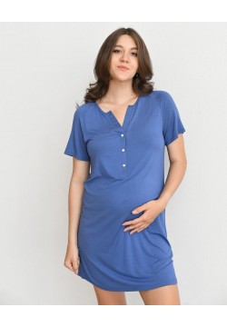Нічна сорочка для вагітних та годування S-L Мамин Дім 24190-індиго