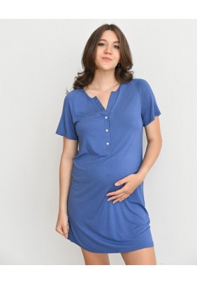 Ночная рубашка для беременных и кормления S-L Мамин Дом 24190-Индиго