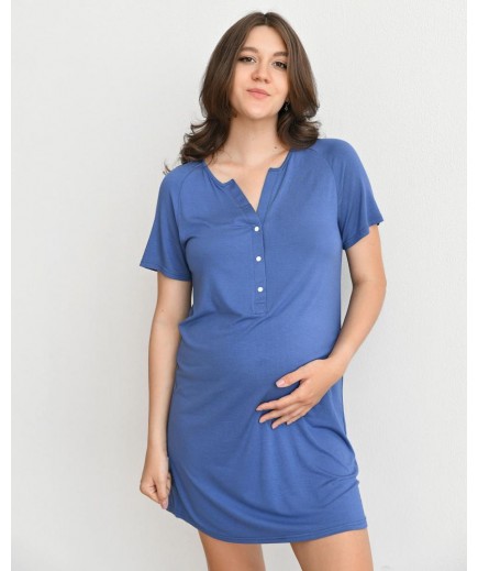 Нічна сорочка для вагітних та годування S-L Мамин Дім 24190-індиго