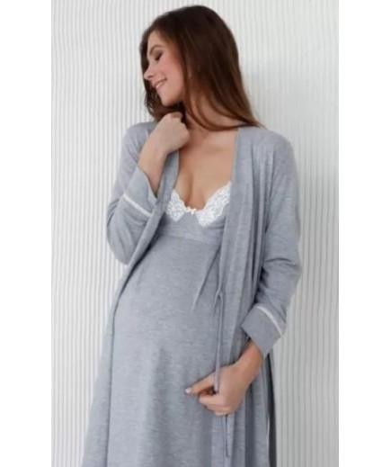 Комплект білизнидля вагітних та годування (халат і нічна сорочка) ТМ Мамин Дом 25314-25202 -сірий