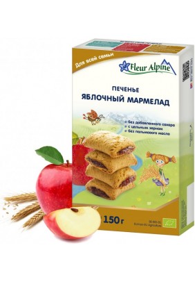 Печиво Fleur Alpine Organic яблучний мармелад 150г 1684001