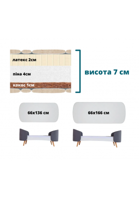 Матрац кокос-пiна-латекс IngVart Fly 166х66х7 см 9861532