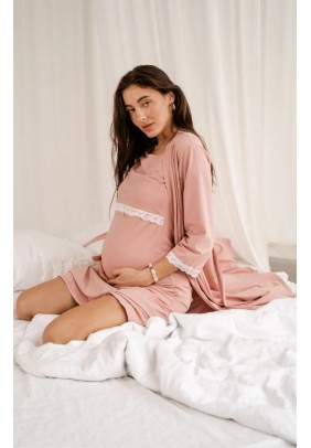 Комплект для беременных и кормления (ночная рубашка+халат) 42-48 Tobe 4299041 -розовый