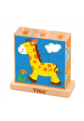 Кубики-пазл дерев\'яні Viga Toys Сафарі 50834 - 