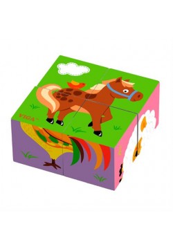 Кубики деревянные Viga Toys Фермерские зверята 4шт 50835