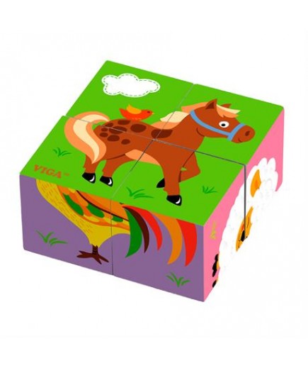 Кубики дерев\'яні Viga Toys Фермерські звірята 4шт 50835