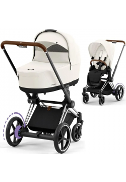 Коляска універсальна 2в1 Cybex e-Priam Off White/Chrome Brown 520020102OW/3