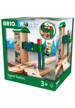 Сигнальная станция для железной дороги со стрелкой и светофором BRIO 33674