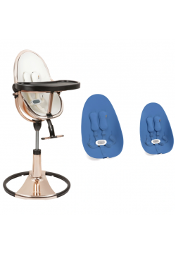 Стільчик для годування Bloom Fresco Rose Gold/Rose Gold+riviera blue U10515-GRB\\E10540-RBL