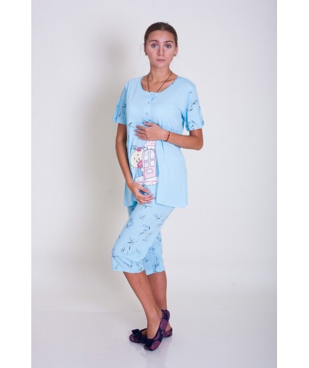 Комплект для вагітних та годування (туніка+капрі) M-XL Nicoletta 7257 - блакитний