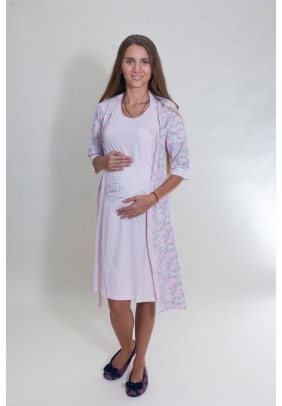 Комплект для беременных и кормления (халат+ночная рубашка) M-XL Nicoletta 7268 - светло-розовый - 