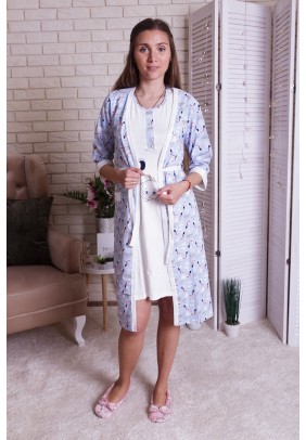 Комплект для беременных и кормления (халат+ночная рубашка) M-XL Nicoletta 7276 - голубой