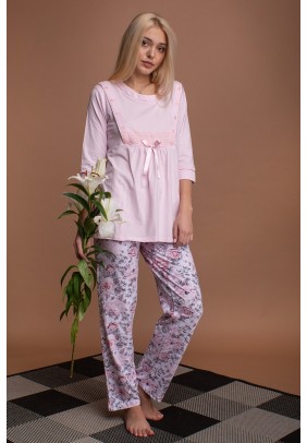 Комплект для беременных и кормления (кофта+штаны) M-2XL Nicoletta 7296 - розовый