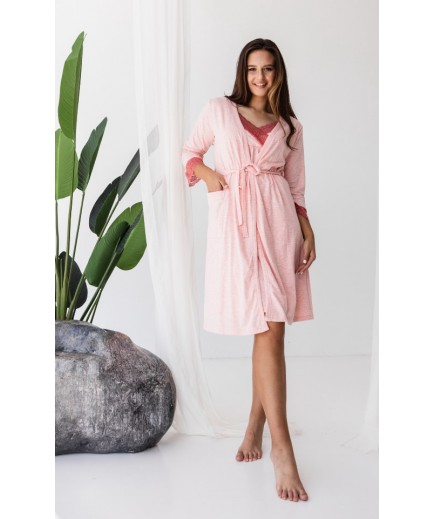 Комплект для вагітних та годування (халат+нічна сорочка) S-XL Nicoletta 7314 - персиковий