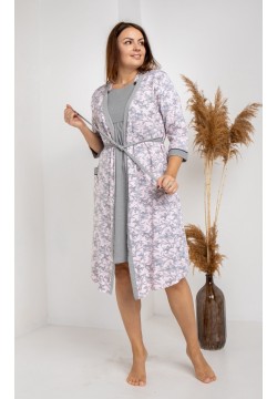 Комплект для беременных и кормления (халат+ночная рубашка) S-XL Nicoletta 7343 - серый