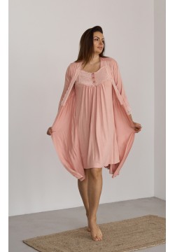 Комплект для вагітних та годування (халат+нічна сорочка) S-XL Nicoletta 7367 - бежевий