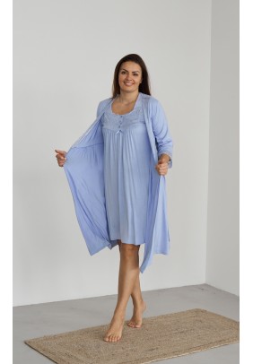 Комплект для вагітних та годування (халат+нічна сорочка) S-XL Nicoletta 7367 - блакитний