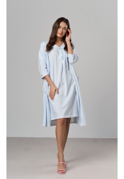 Комплект для беременных и кормления (халат+ночная рубашка) S-XL Nicoletta 7382 - голубой
