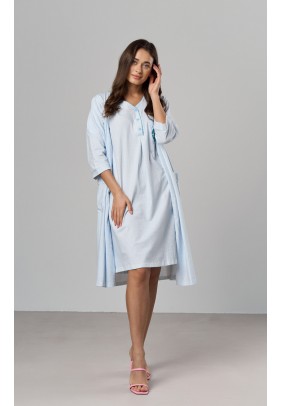 Комплект для беременных и кормления (халат+ночная рубашка) S-XL Nicoletta 7382 - голубой - 