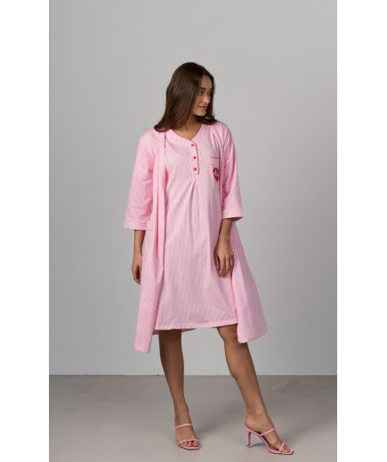 Комплект для вагітних та годування (халат+нічна сорочка) S-XL Nicoletta 7382 - рожевий