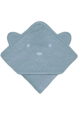Рушник з капюшоном для купання Lionelo Muslin Hooded Towel Grey Sky 80х80 см LO-MUSLIN HOODED TOWEL GREY SKY