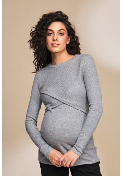 Джемпер для беременных и кормления S-XL Юла мама MELANIA BL-33.022 -серый