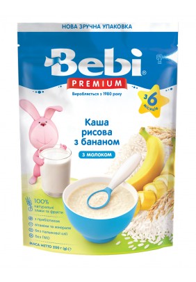 Каша Bebi Преміум молочна рисова з бананом 200г 1105036 - 