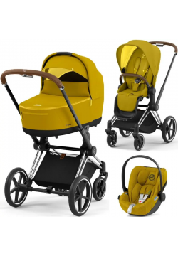 Коляска універсальна 3в1 Cybex Priam 4.0 Mustard Yellow/Chrome Brown/Cloud Z-iSize Plus 522000965/4-4