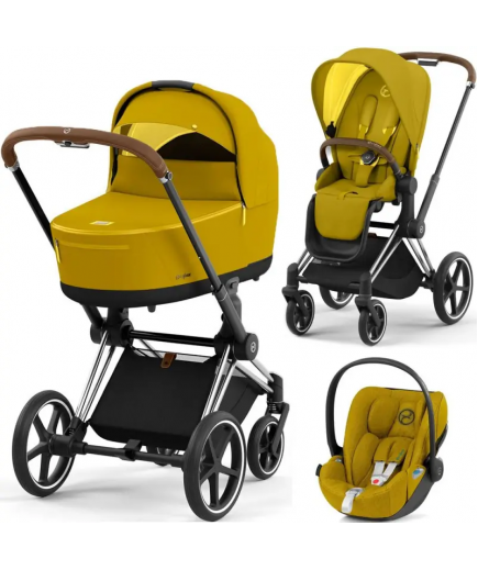 Коляска універсальна 3в1 Cybex Priam 4.0 Mustard Yellow/Chrome Brown/Cloud Z-iSize Plus 522000965/4-4