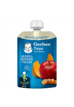 Пюре Gerber яблуко, морква та гарбуз 150г 902233