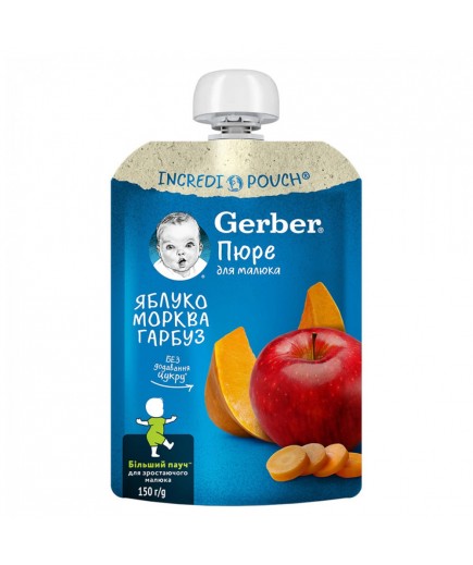 Пюре Gerber яблуко, морква та гарбуз 150г 902233