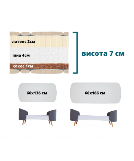 Матрац кокос-пiна-латекс IngVart Fly 136х66х7 см 9861531 Матрац кокос-пiна-латекс IngVart Fly 136х66х7 см 9861531