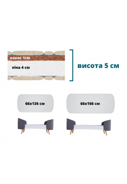 Матрац кокос-пiна IngVart Fly 136х66х5 см 65413153