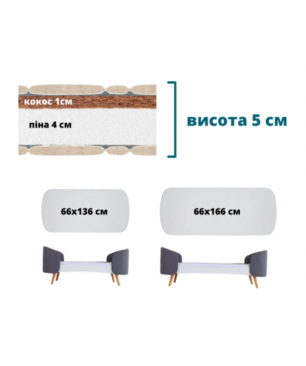 Матрац кокос-пiна IngVart Fly 136х66х5 см 65413153 Матрац кокос-пiна IngVart Fly 136х66х5 см 65413153