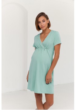Нiчна сорочка для вагітних та годування XS-XL Юла мама ALISA LIGHT NW-1.4.13 -зелений