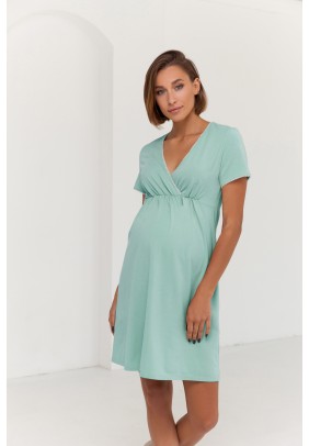 Ночная рубашка для беременных и кормления  XS-XL Юла мама ALISA LIGHT NW-1.4.13 -зеленый