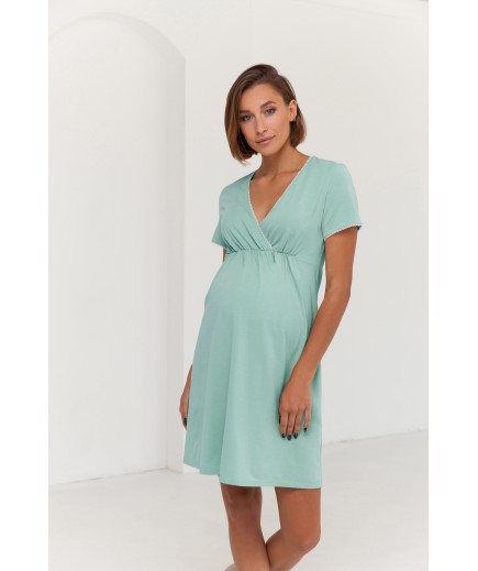 Нiчна сорочка для вагітних та годування XS-XL Юла мама ALISA LIGHT NW-1.4.13 -зелений