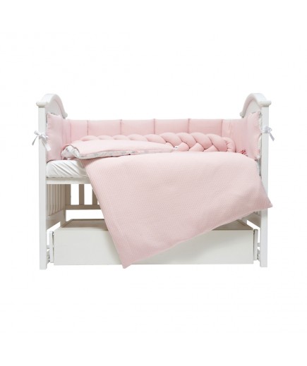 Постільний комплект Twins Cotton 7ел 4077-TC-08 baby pink Постільний комплект Twins Cotton 7ел 4077-TC-08 baby pink