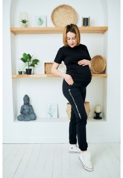 Штаны для беременных спортивные 44-50 Dizhimama DJM-1307 -черный