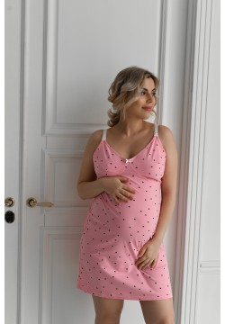 Нічна сорочка для вагітних та годування XS-XL Мамин Дом BABY 24124 - Рожевий